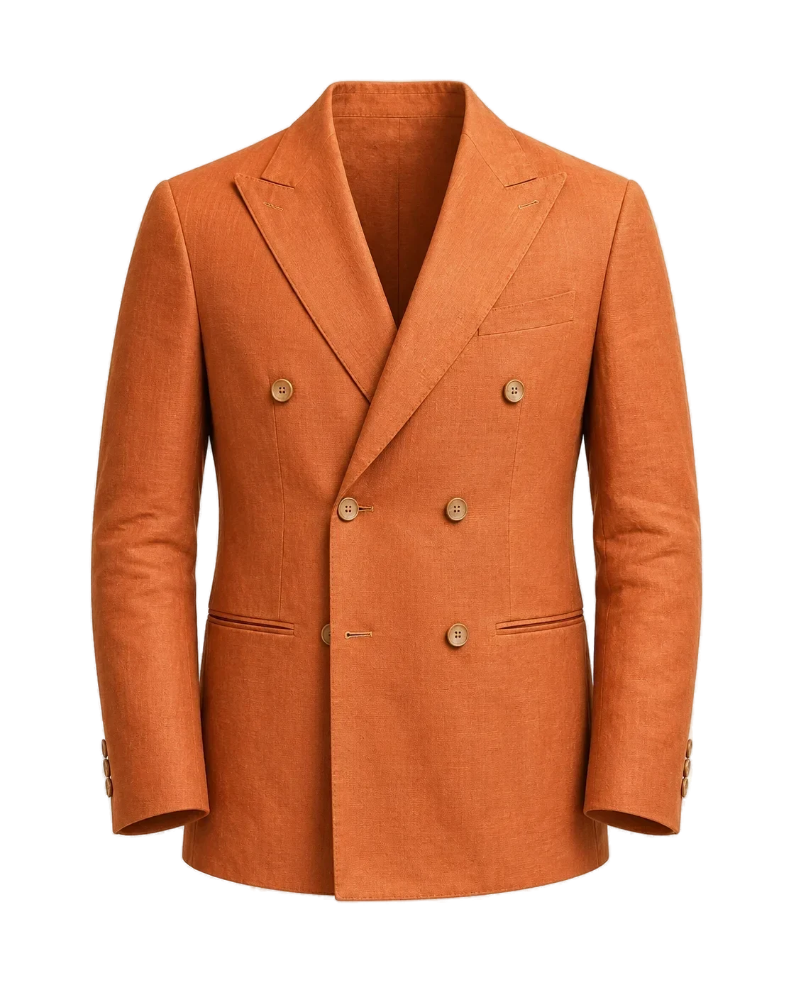 The Terracotta Linen Double-Breasted Blazer