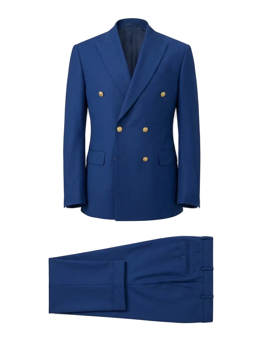 The Royal Blue Gold-Button Double-Breasted Suit